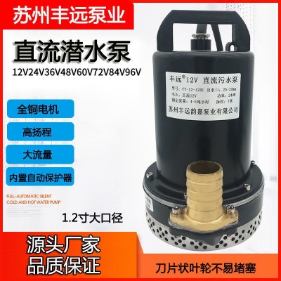 丰远直流污水泵电动车泥浆泵12v24v36v48v60v72抽水机大流量1.2寸